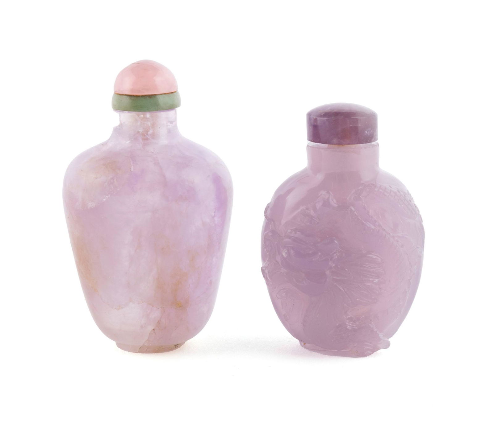 TWO AMETHYST SNUFF BOTTLES (1 of 6)