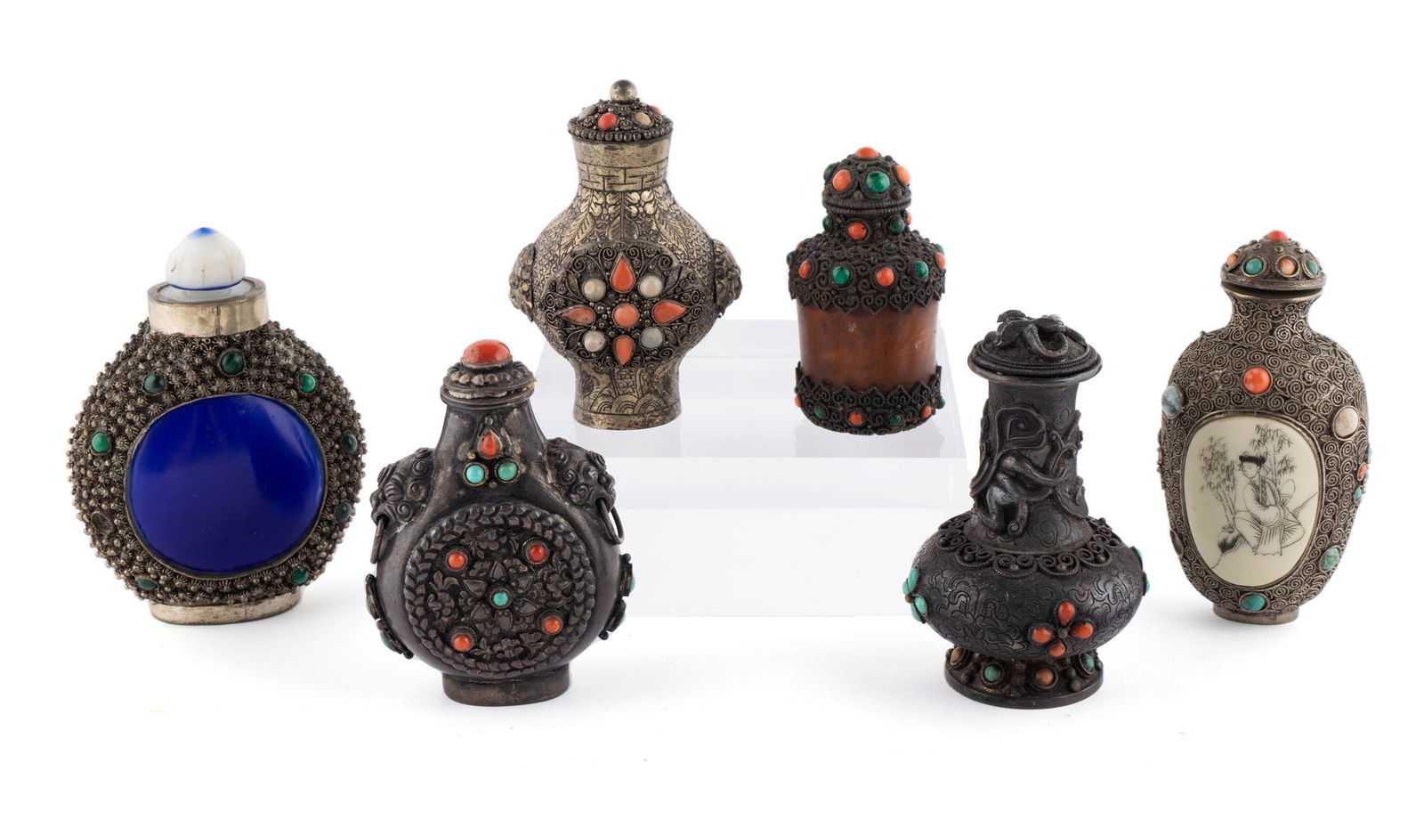 SIX TIBETAN METAL SNUFF BOTTLES (1 of 8)