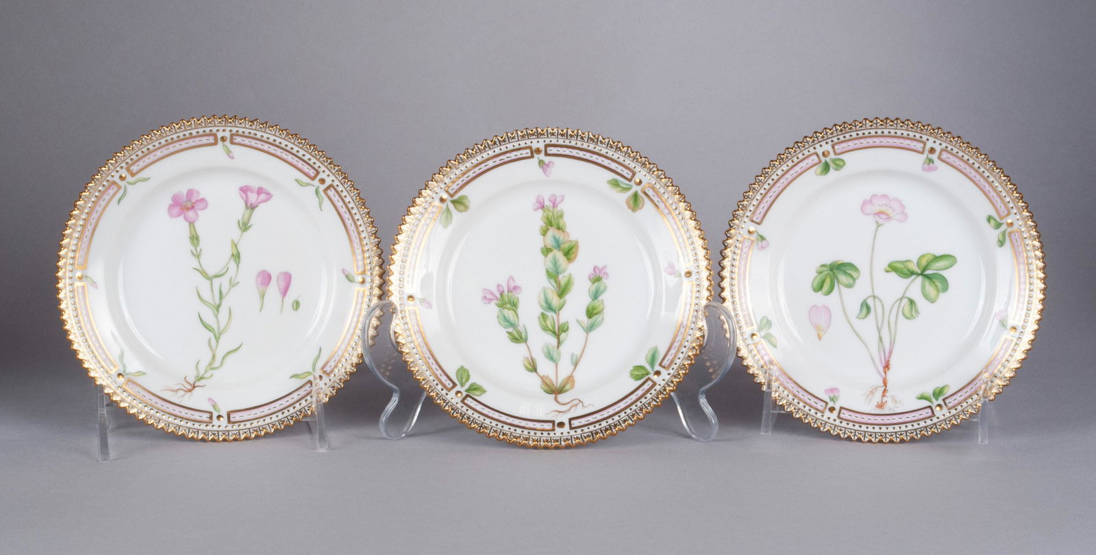 THREE ROYAL COPENHAGEN FLORA DANICA PLATES (1 of 8)