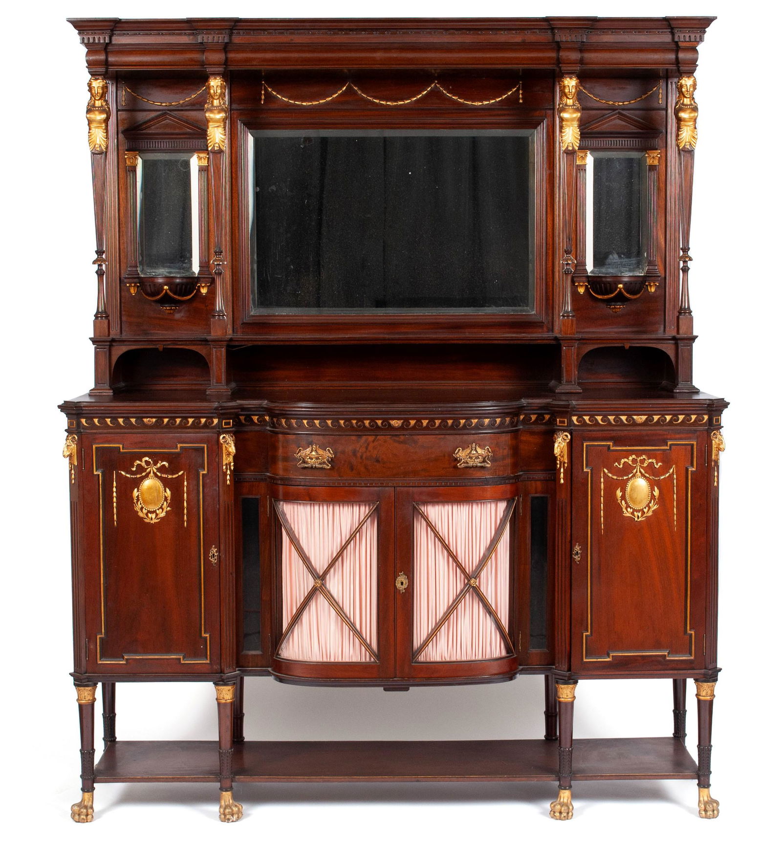 NEOCLASSICAL STYLE MAHOGANY BREAKFRONT BUFFET (1 of 8)