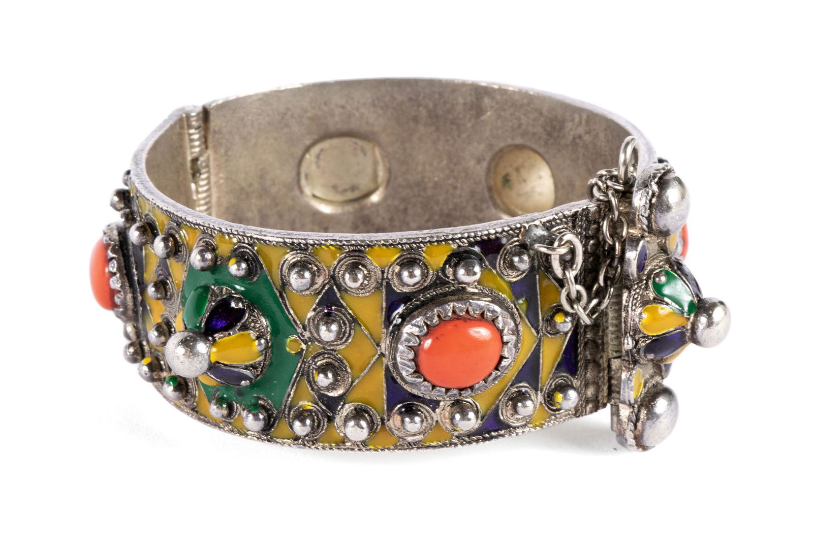 KABYLE BERBER CORAL ENAMELED CUFF BRACELET (1 of 6)