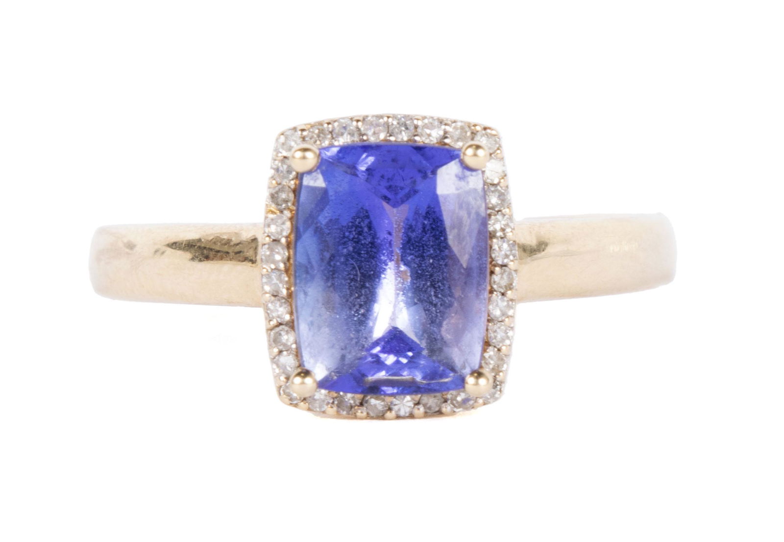 GOLD, TANZANITE, AND DIAMOND HALO RING (1 of 8)