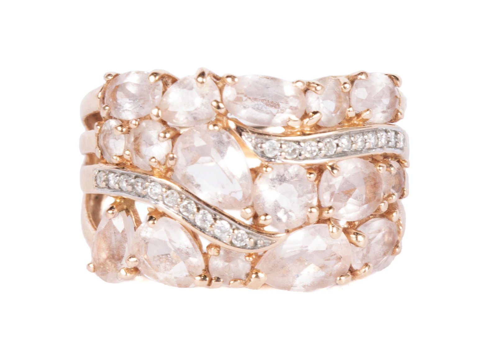 ROSE GOLD DIAMOND AND MORGANITE STYLIZED RING (1 of 7)