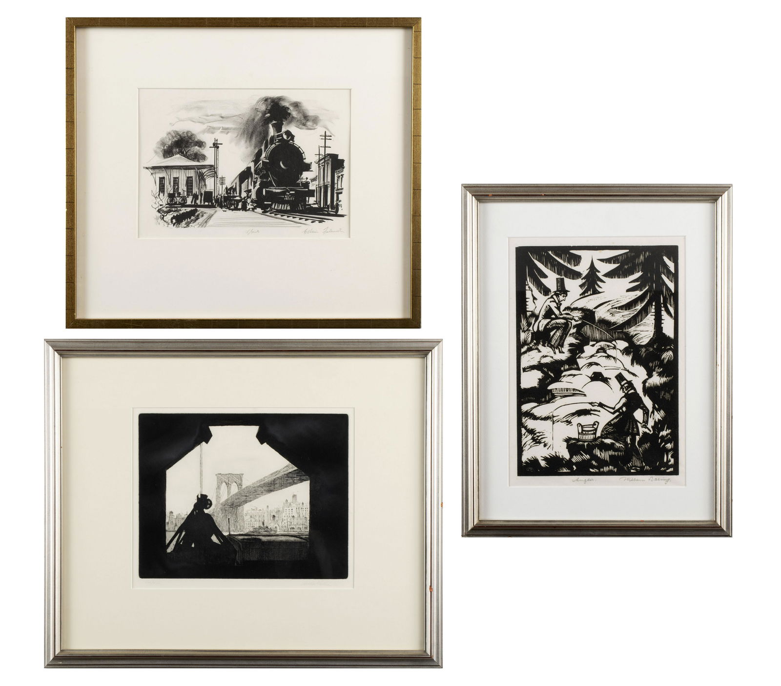 THREE FRAMED WORKS OF ART (1 of 14)