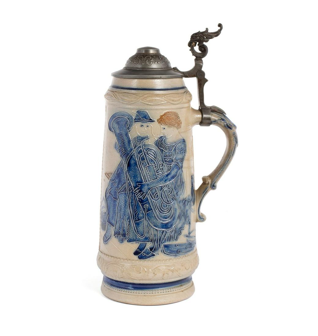 LIDDED STEIN WITH TUBA PLAYER (1 of 8)