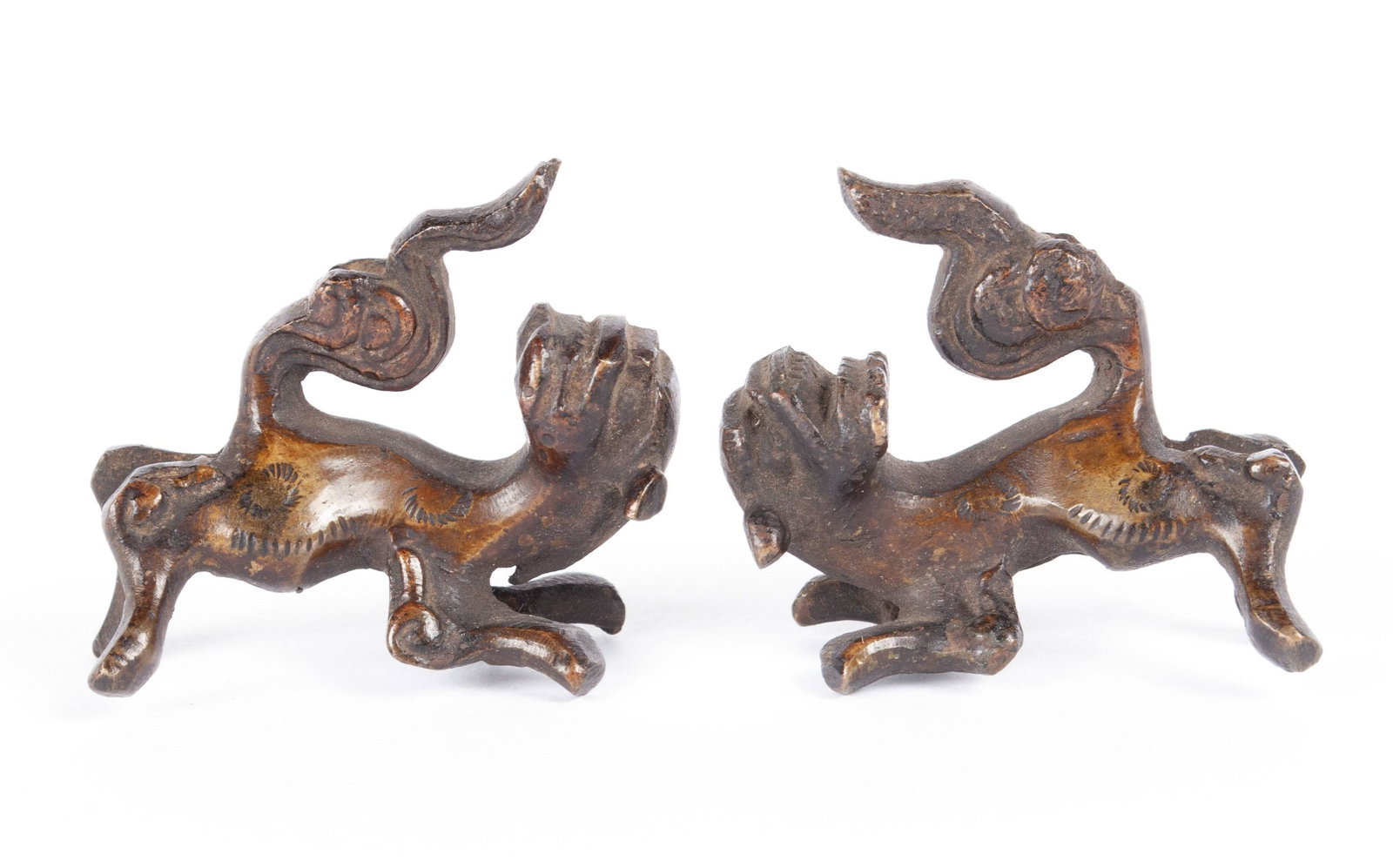 A PAIR OF FIGURAL BRONZE BRUSH RESTS (1 of 6)