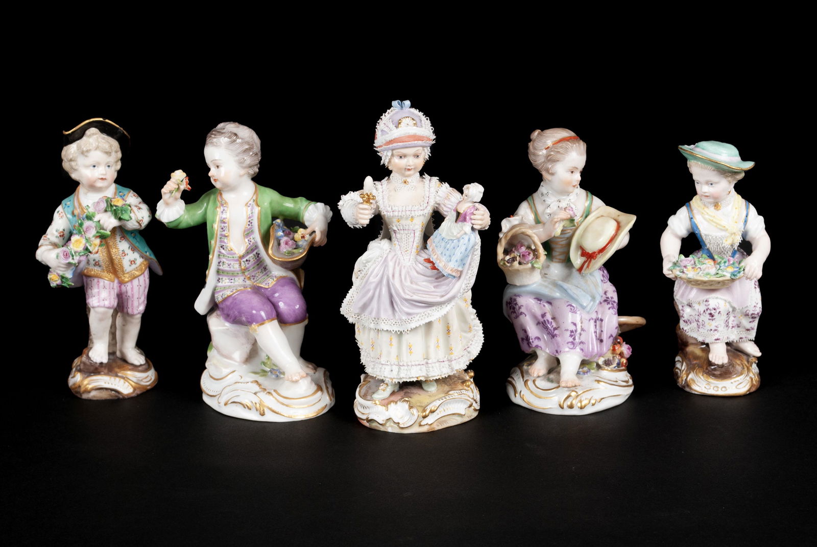 FIVE MEISSEN STATUETTES (1 of 9)