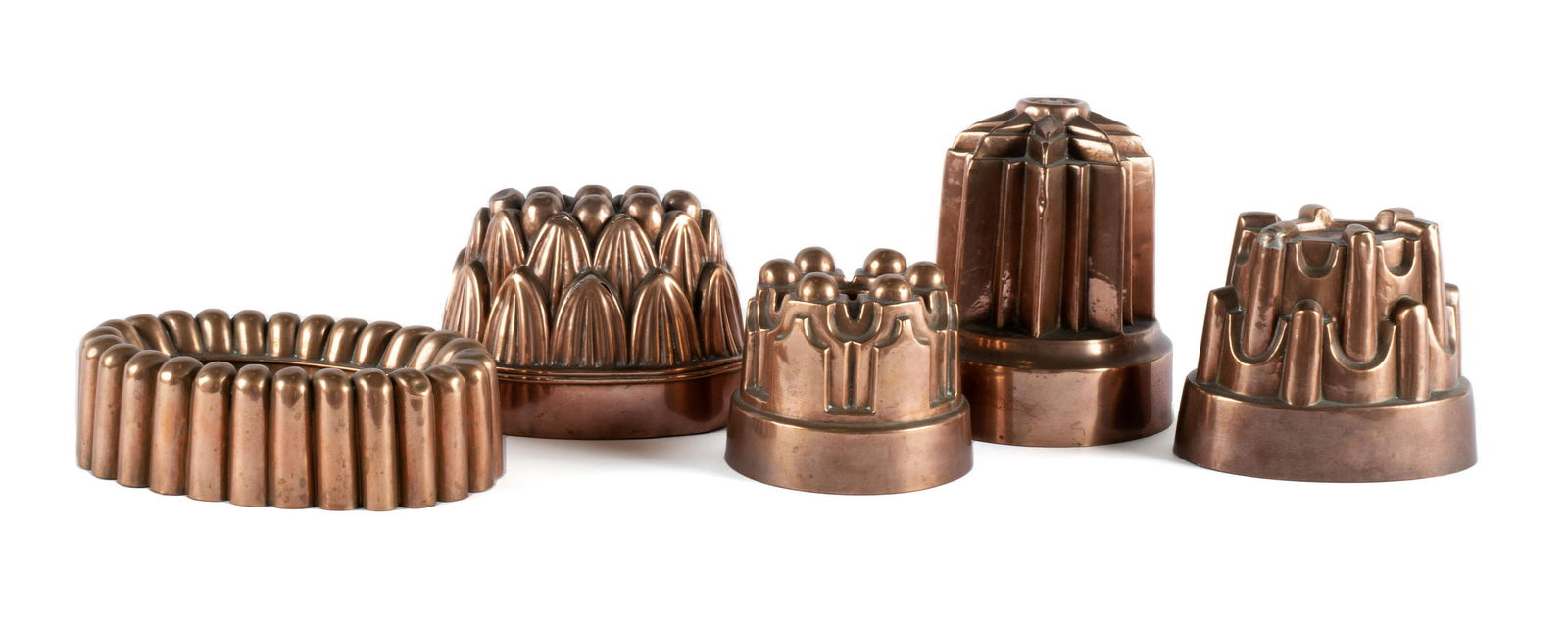 FIVE 19TH C. COPPER BAKING MOLDS (1 of 9)