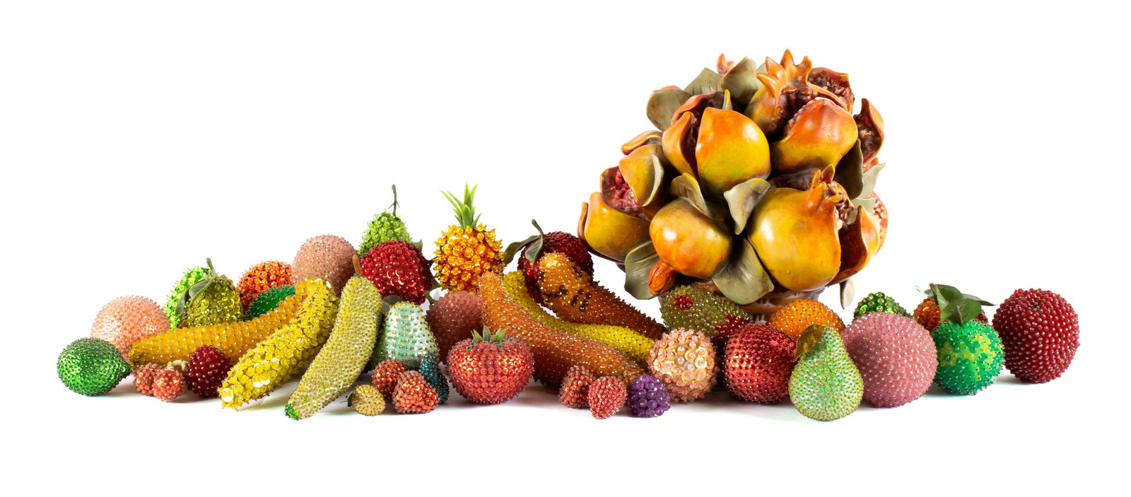 CORNUCOPIA OF BEADED AND CERAMIC FRUIT (1 of 12)