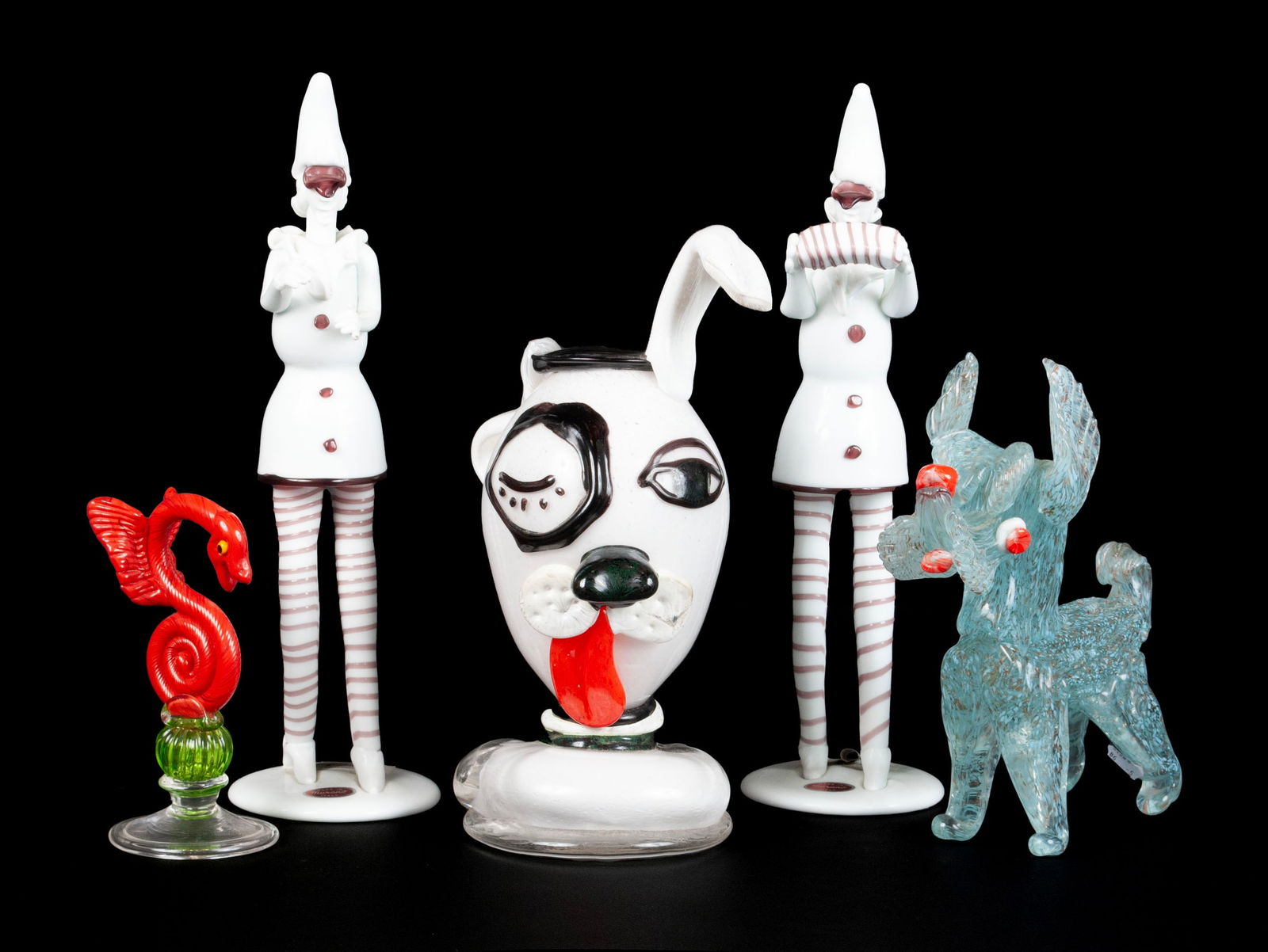 FIVE MURANO ART GLASS FIGURINES (1 of 7)