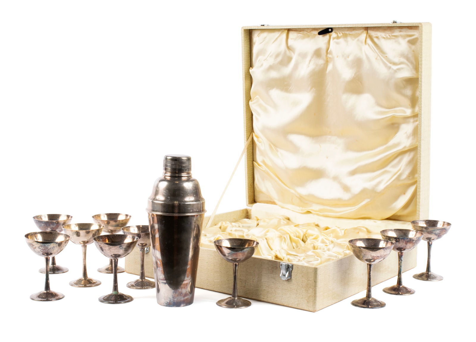 ART DECO NICKEL SILVER MARTINI SET FOR TEN (1 of 9)