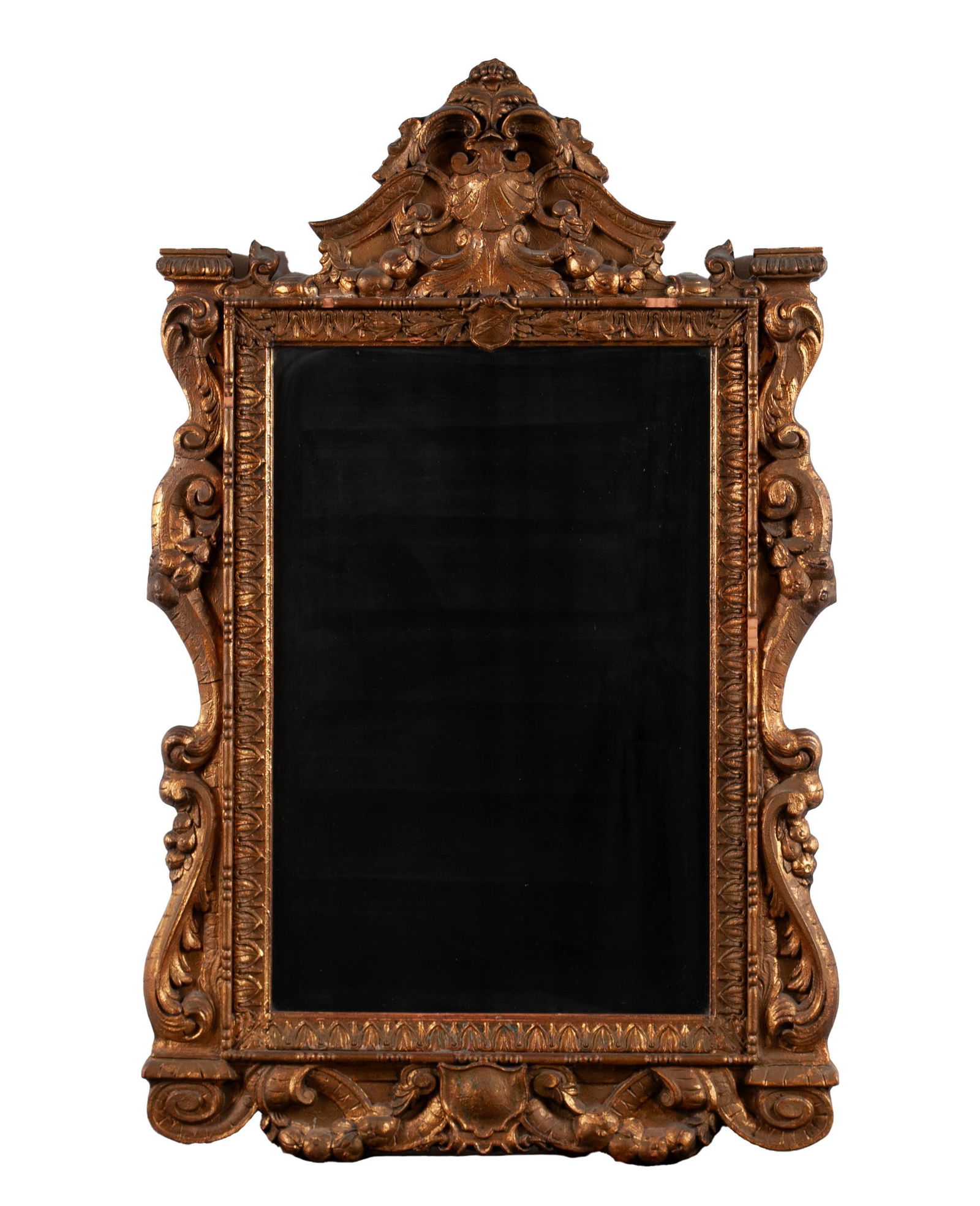 GILT FRAMED MIRROR WITH SHELL CREST (1 of 7)