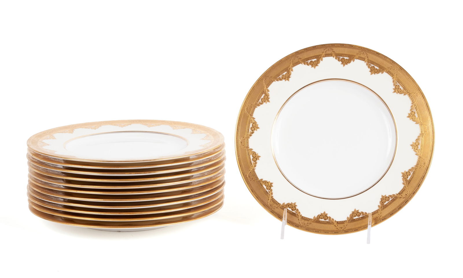 MINTONS FOR TIFFANY & CO. GOLD ENCRUSTED DINNER PLATES (1 of 5)