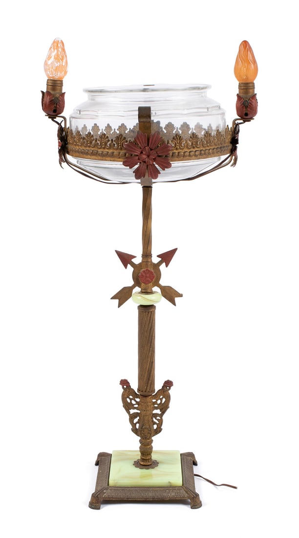 ART DECO FISHBOWL LAMP & STAND (1 of 10)