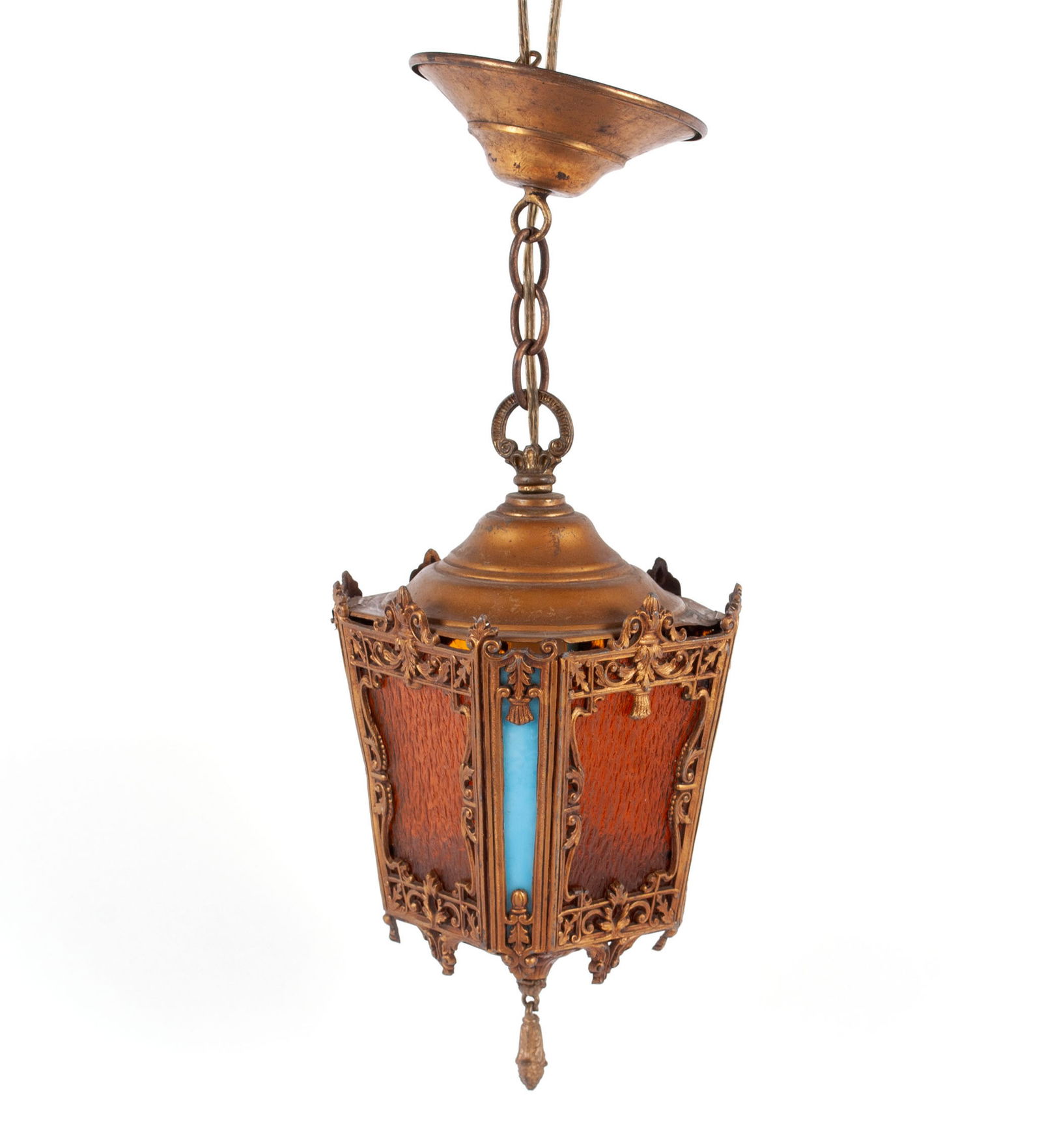 LANTERN FORM GLASS-PANELED PENDANT LIGHT (1 of 8)