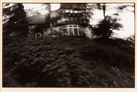 NICHOLAS NIXON (AMERICAN, B. 1947): Nicholas NixonAmerican, b. 1947Kenwood, 1971Silver gelatin print, signed and dated below the imageLong exposure view of a wooded residence caught in motion, matted, unframed.Image: 6.2 x 9.4 in. (15.