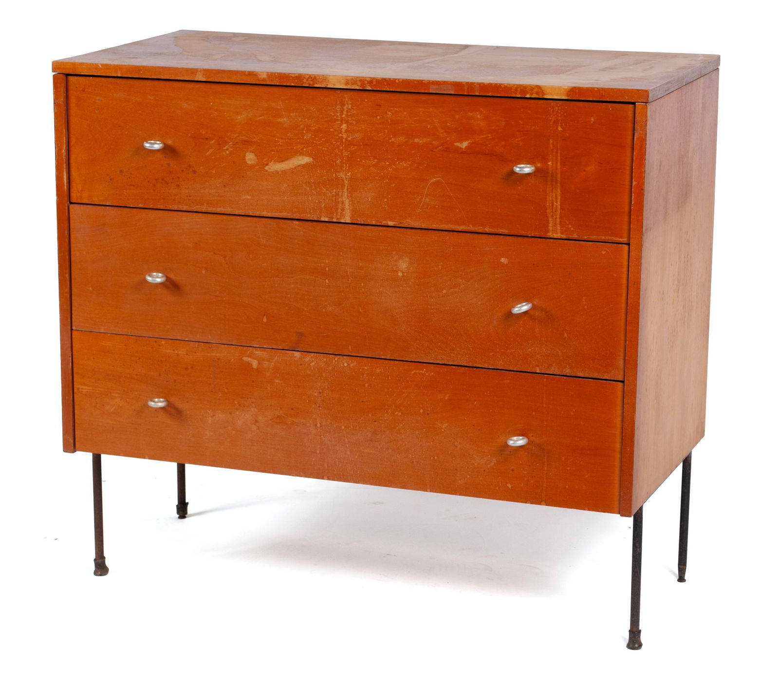PAUL MCCOBB FOR PLANNER GROUP THREE-DRAWER CHEST: PAUL MCCOBB FOR PLANNER GROUP THREE-DRAWER CHESTAmerican, 1970s, maple. Three (3) drawers with metal ring pulls raised on later metal footing.33 x 18 x 36 in. (83.8 x 45.7 x 91.4 cm.)