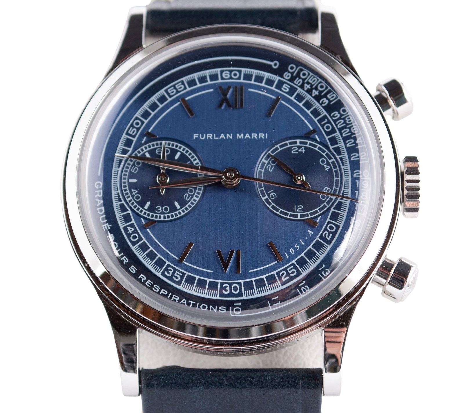 FURLAN MARRI MARE BLU 1051-A: FURLAN MARRI MARE BLU 1051-A Seiko VK64 quartz movement, water resistant to 50m, 38mm. NIB with paperwork, out-of-production blue dial. Reference #20201.