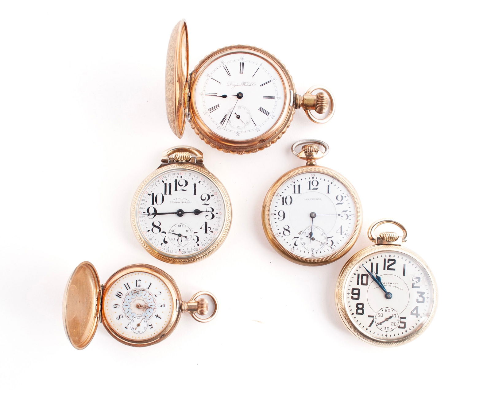 FIVE AMERICAN POCKET WATCHES (1 of 16)