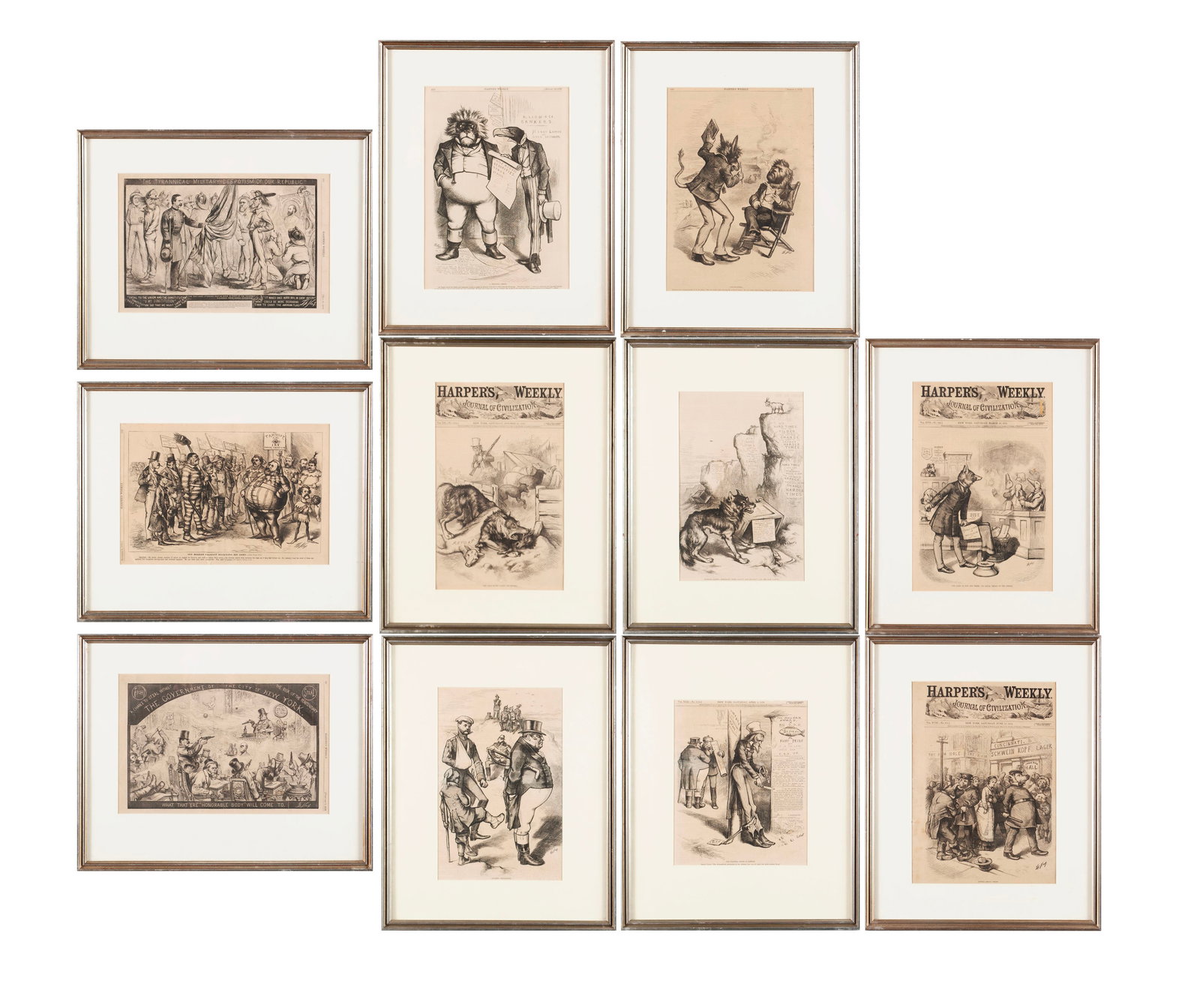 THOMAS NAST (GERMAN, 1840-1902) FRAMED HARPER'S WEEKLY (1 of 12)