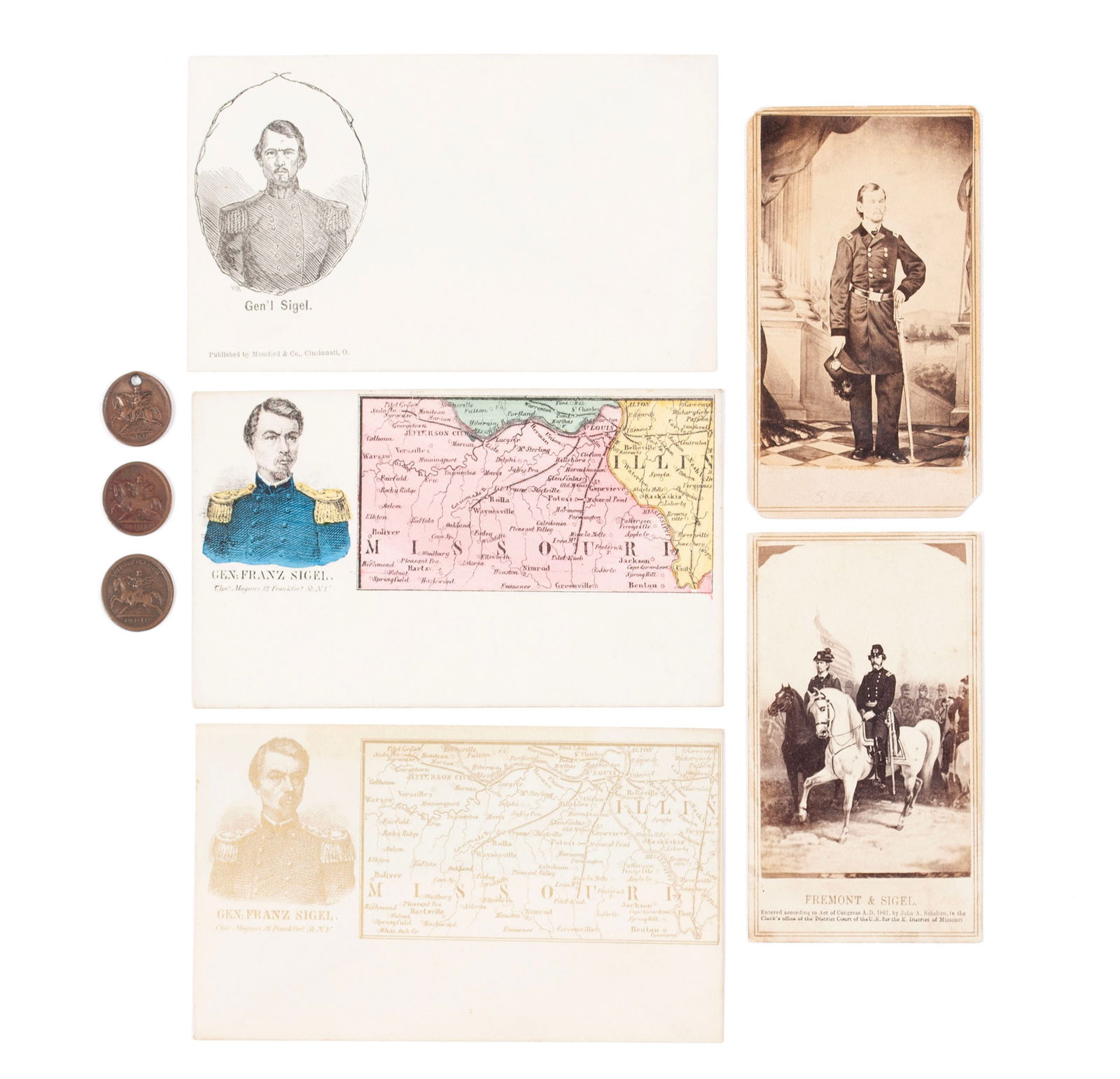 CIVIL WAR EPHEMERA AND TOKENS RELATED TO UNION GENERAL FRANZ SIGEL (1 of 10)