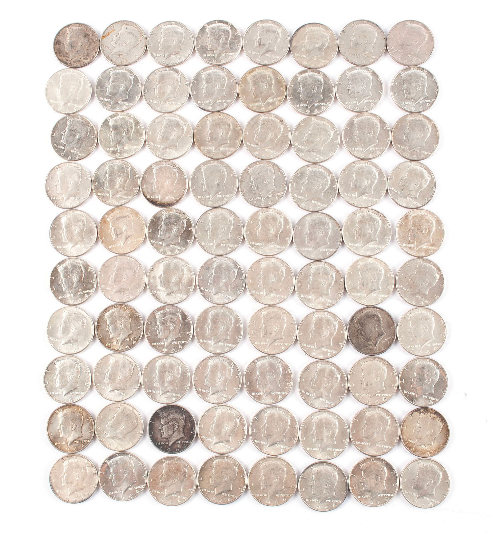 EIGHTY U.S. 1964 KENNEDY HALF DOLLARS (1 of 6)