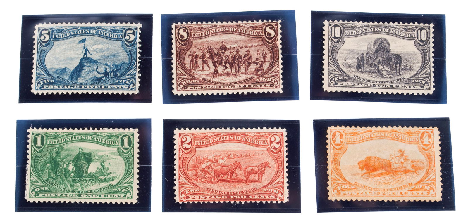 SIX 1898 TRANS-MISSISSIPPI EXPOSITION POSTAGE STAMPS (1 of 4)