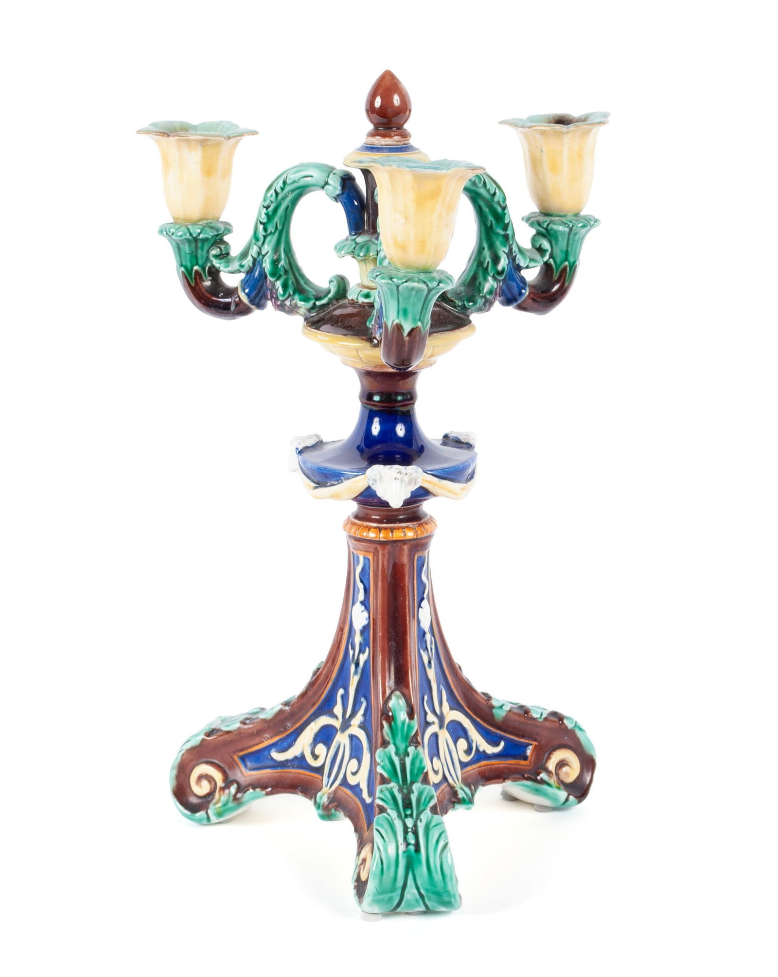 WEDGWOOD THREE-LIGHT MAJOLICA CANDELABRA (1 of 11)
