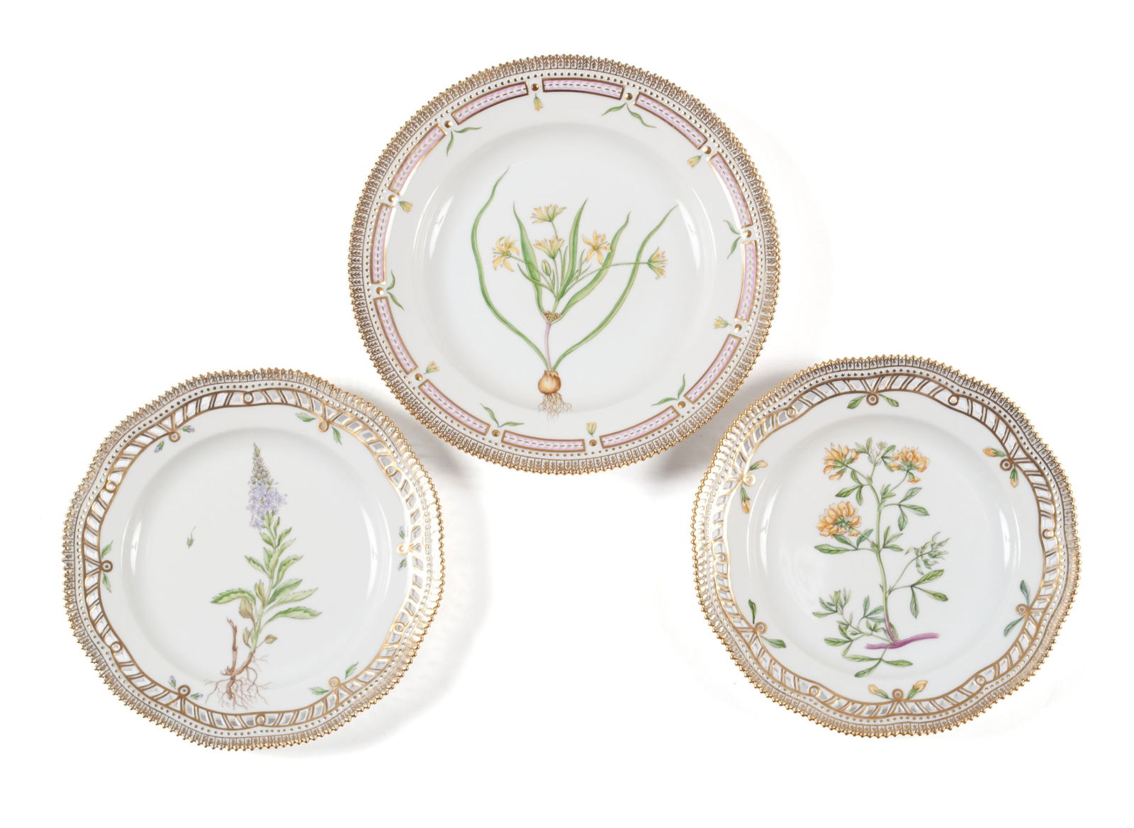 TRIO OF ROYAL COPENHAGEN FLORA DANICA PLATES (1 of 11)