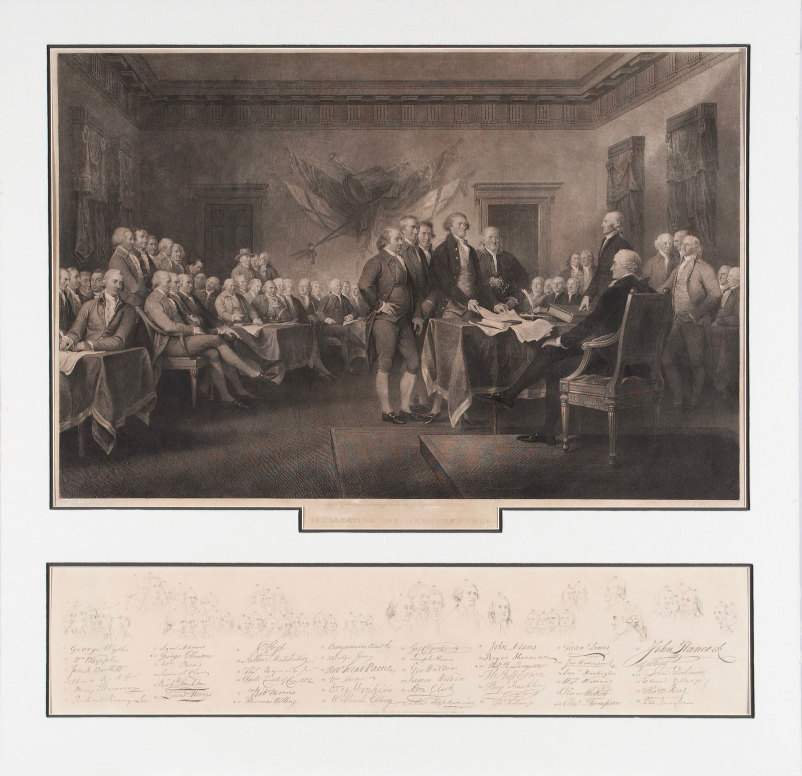 DECLARATION OF INDEPENDENCE AFTER JOHN TRUMBULL ENGRAVED BY ASHER B. DURAND, WITH DURAND KEY (1 of 13)