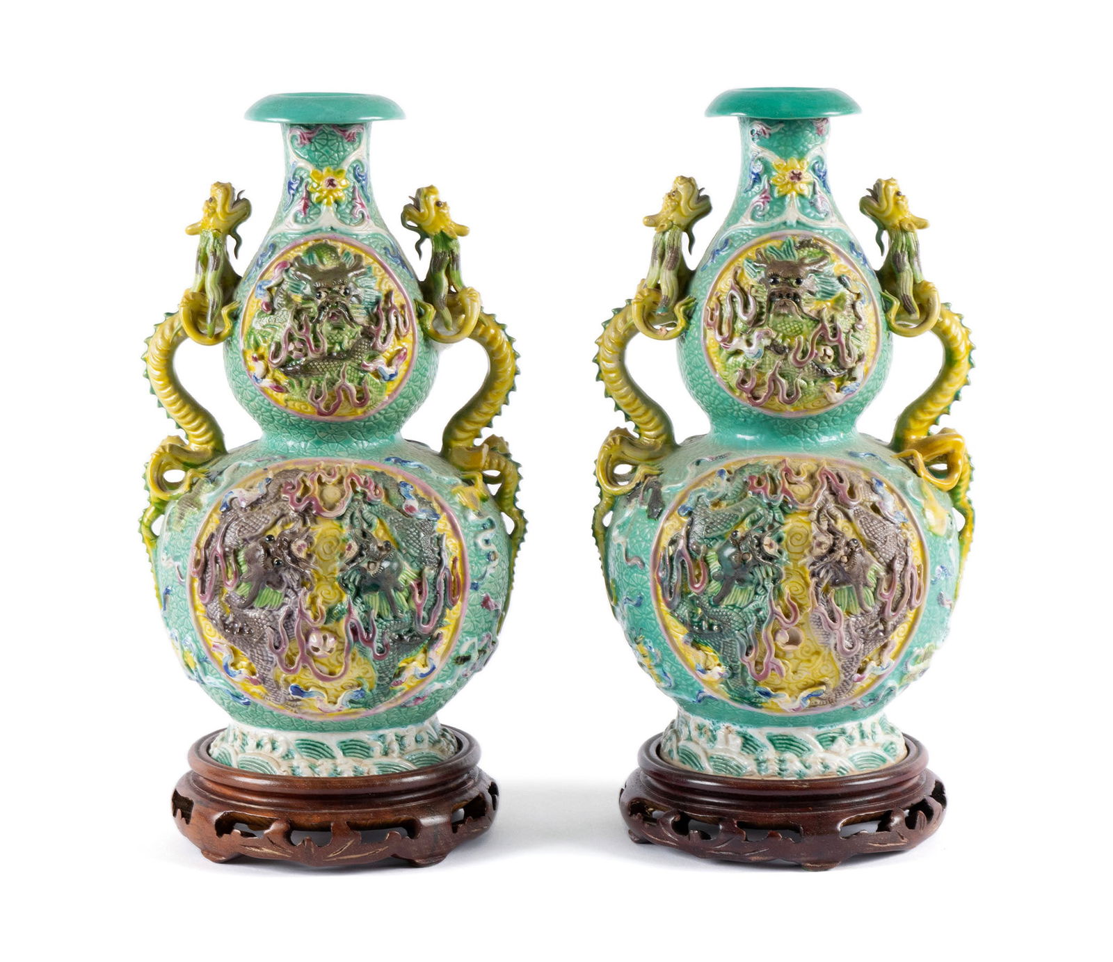 PAIR OF CHINESE GREEN VASES (1 of 9)