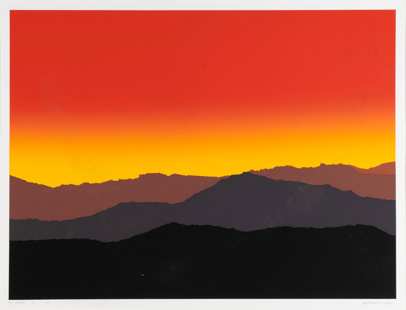 ARTHUR SECUNDA (AMERICAN, 1927-2022): Arthur SecundaAmerican, 1927-2022Hot HorizonSerigraphSigned, limited edition 133/150. Framed and matted.25 1/2 x 35 1/2 in. (64.8 x 90.2 cm.), Frame: 32 x 42 in. (81.3 x 106.7 cm.)