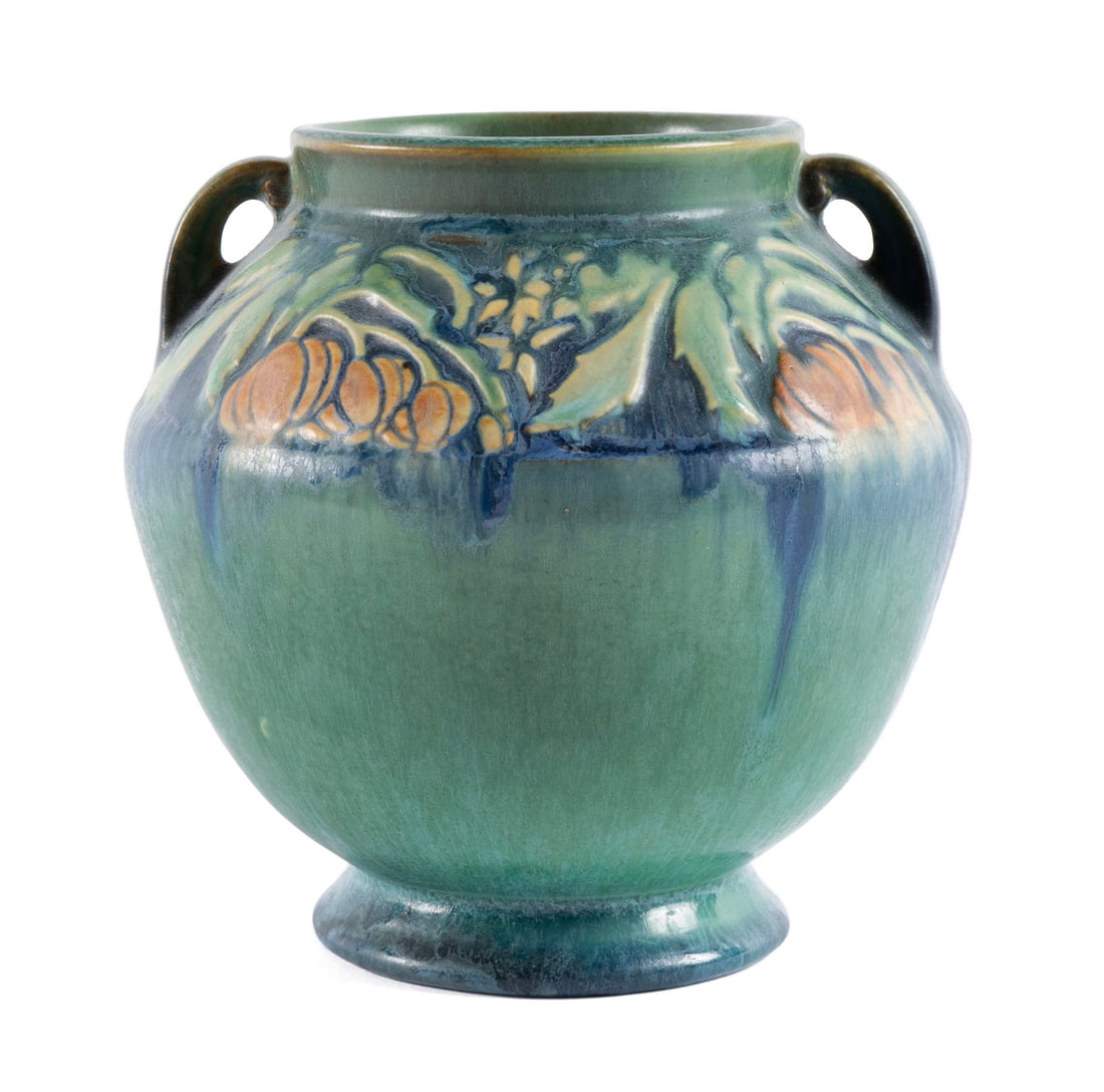 ROSEVILLE BANEDA DOUBLE-HANDLED POTTERY VASE (1 of 8)