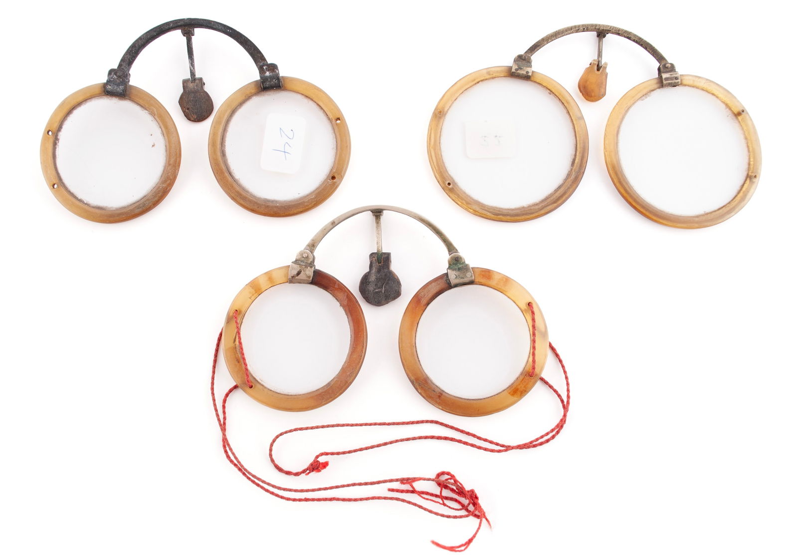 THREE PAIR OF CHINESE HORNED RIM AND TORTOISESHELL SPECTACLES (1 of 8)