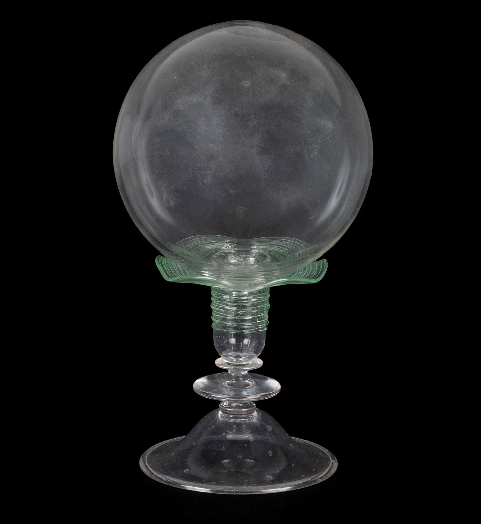 BLOWN GLASS WITCHES BALL ON STAND (1 of 5)