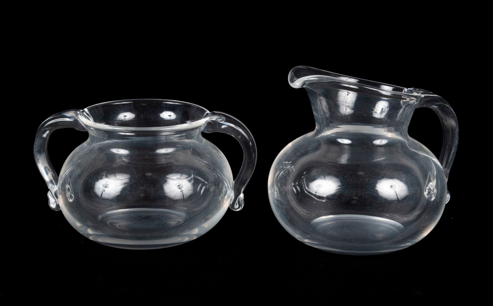 STEUBEN HAND BLOWN GLASS CREAMER AND SUGAR (1 of 4)