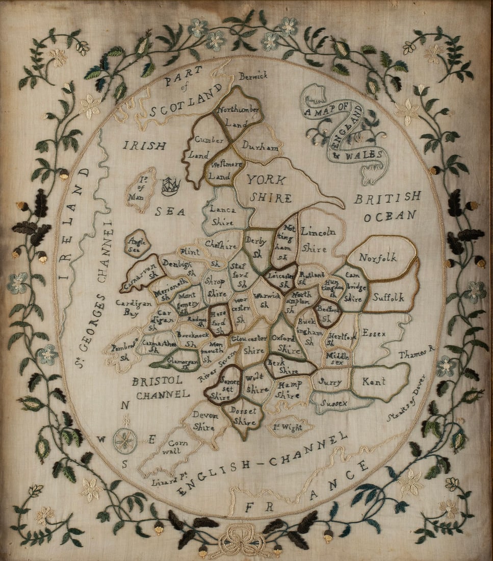EMBROIDERED MAP OF ENGLAND (1 of 8)
