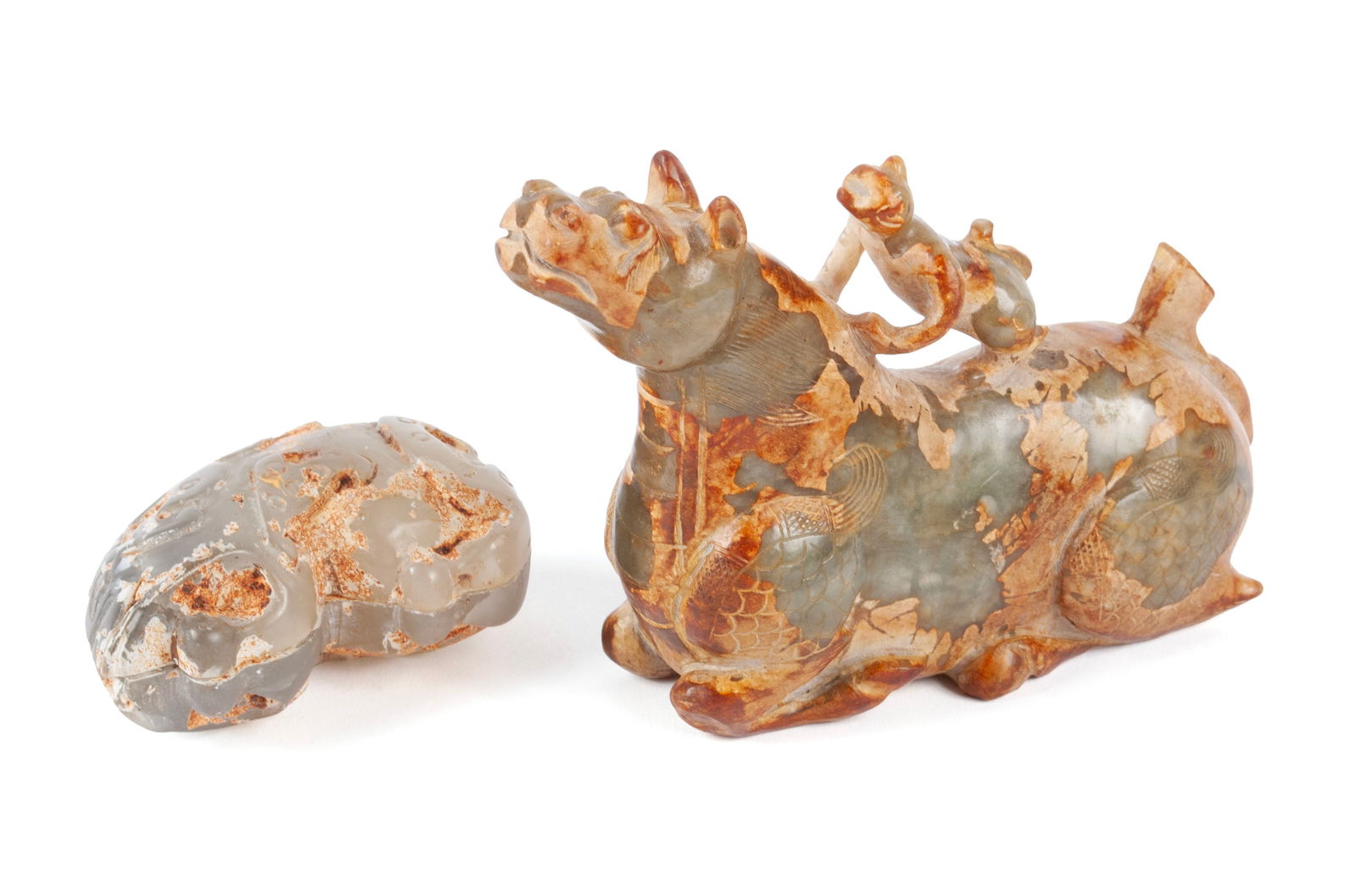 TWO MINERAL JADE CARVINGS (1 of 8)