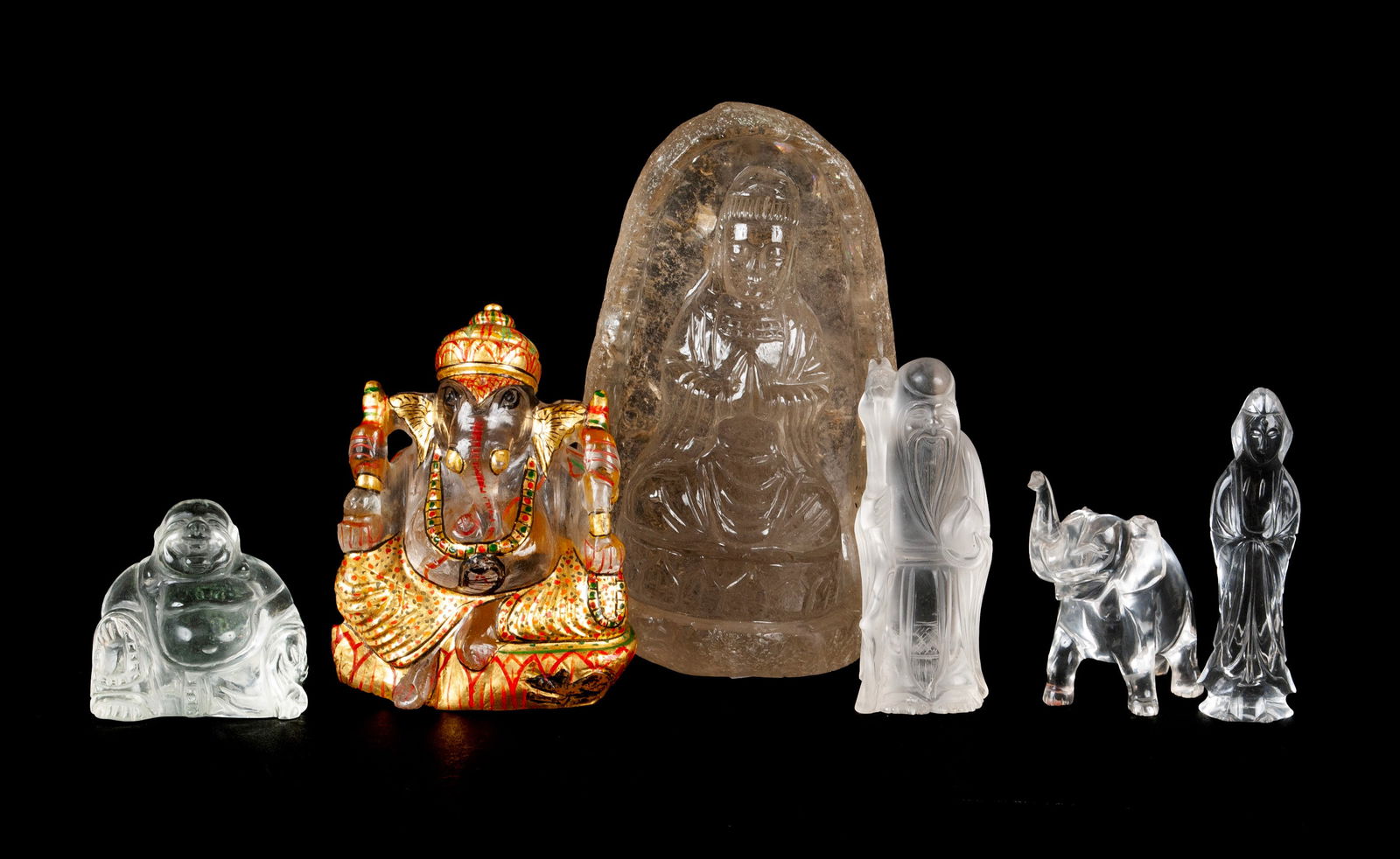 COLLECTION OF ROCK CRYSTAL AND GLASS CARVINGS (1 of 5)