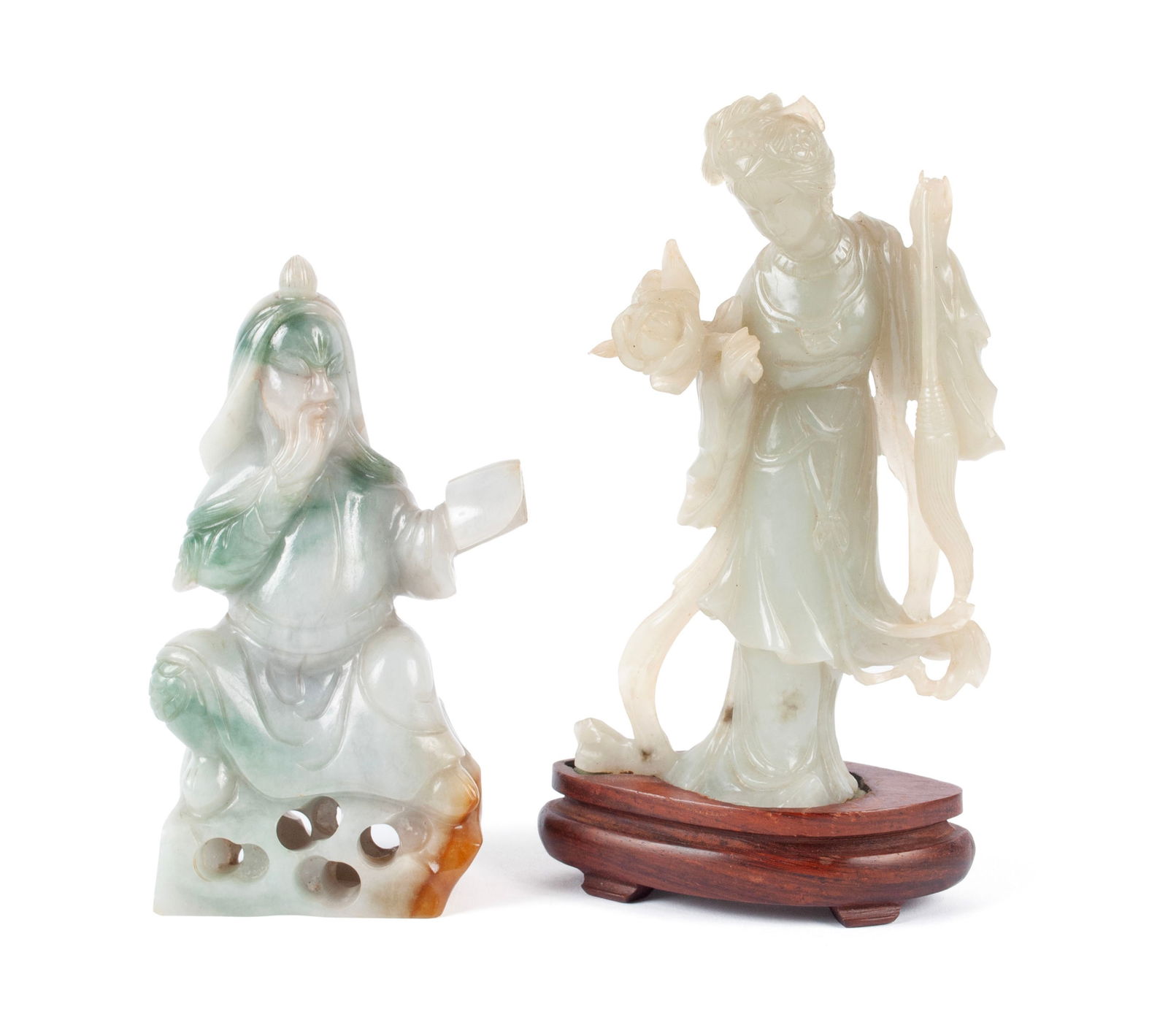 TWO JADE FIGURAL CARVINGS (1 of 6)