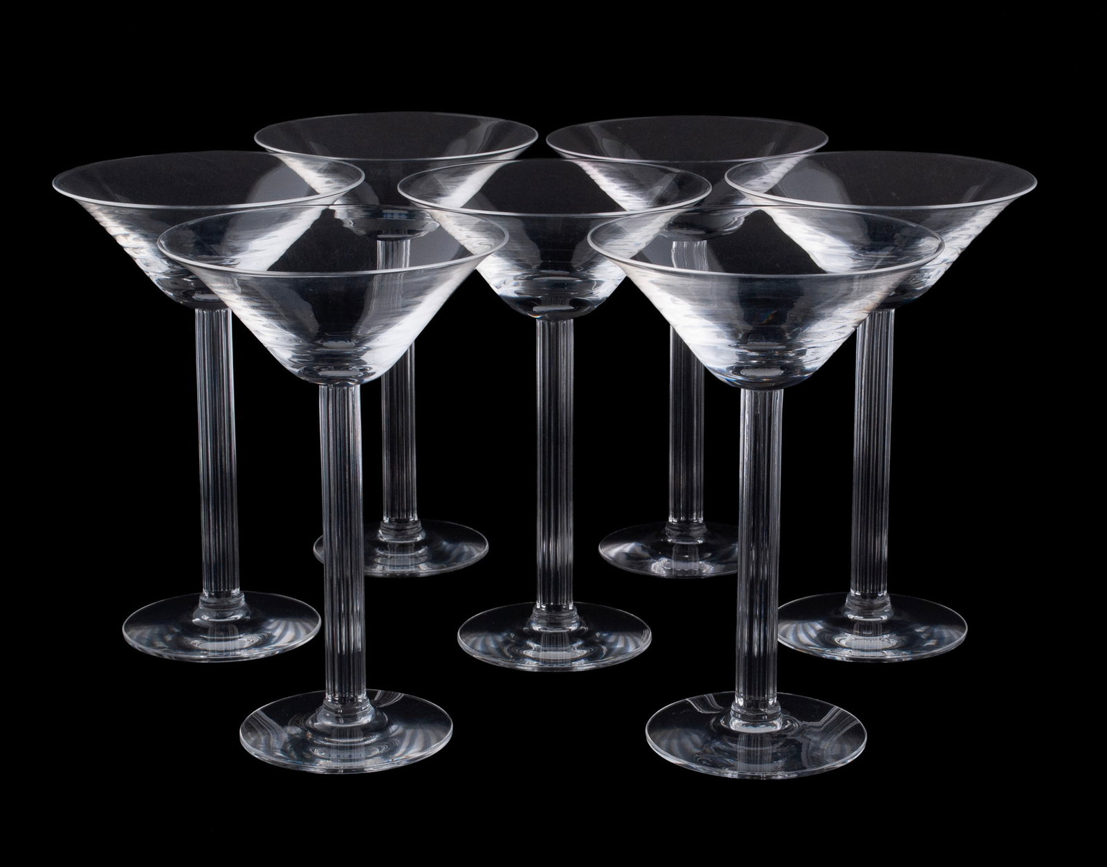 RARE EDWIN W. FUERST MONTICELLO MARTINI GLASSES: RARE EDWIN W. FUERST MONTICELLO MARTINI GLASSES American (Toledo, Ohio), 1940, by Libbey Glass Company. Seven (7) stems, the ?Monticello, 5700? design was part of the "Modern American" line.