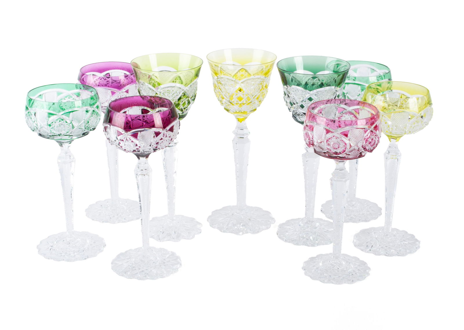 VAL ST. LAMBERT COLOR CUT TO CLEAR STEMWARE NINE (1 of 17)