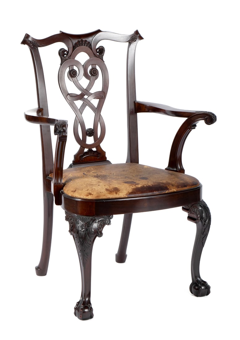 CHIPPENDALE STYLE ARMCHAIR (1 of 8)