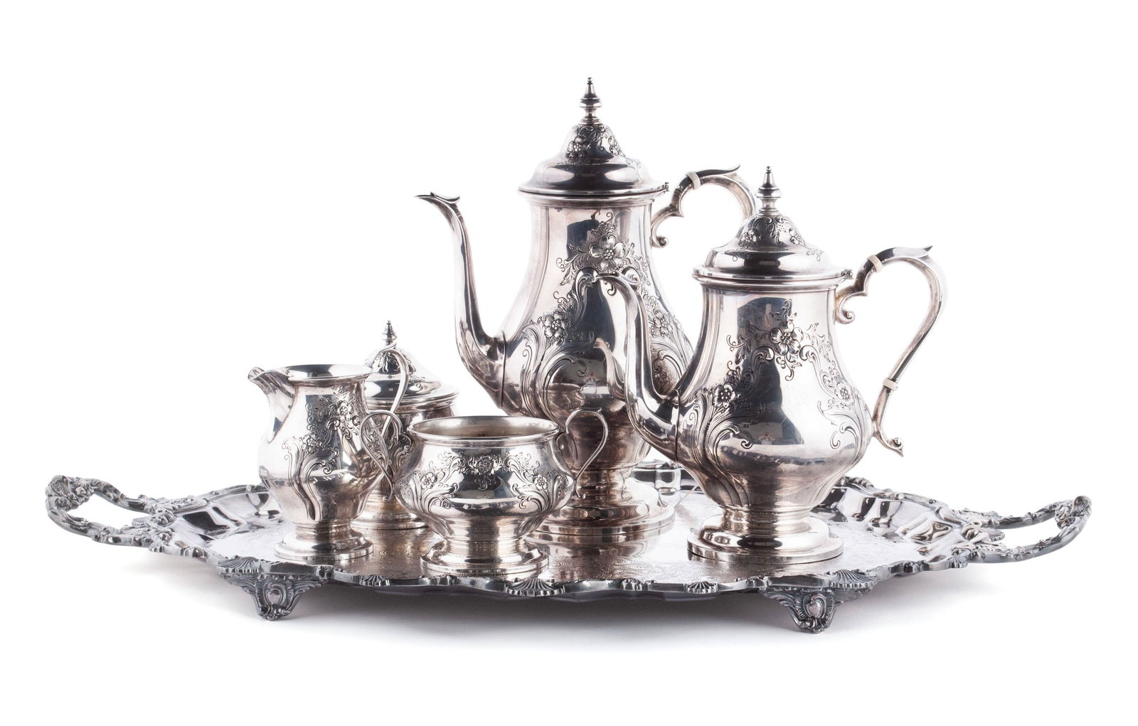 CHATEAU ROSE STERLING TEA SET BY ALVIN (1 of 9)