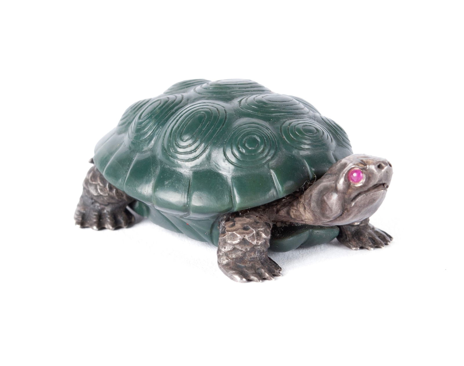 FABERGE GEM SET SILVER AND HARDSTONE MODEL OF A TURTLE BY JULIUS RAPPOPORT (1 of 8)