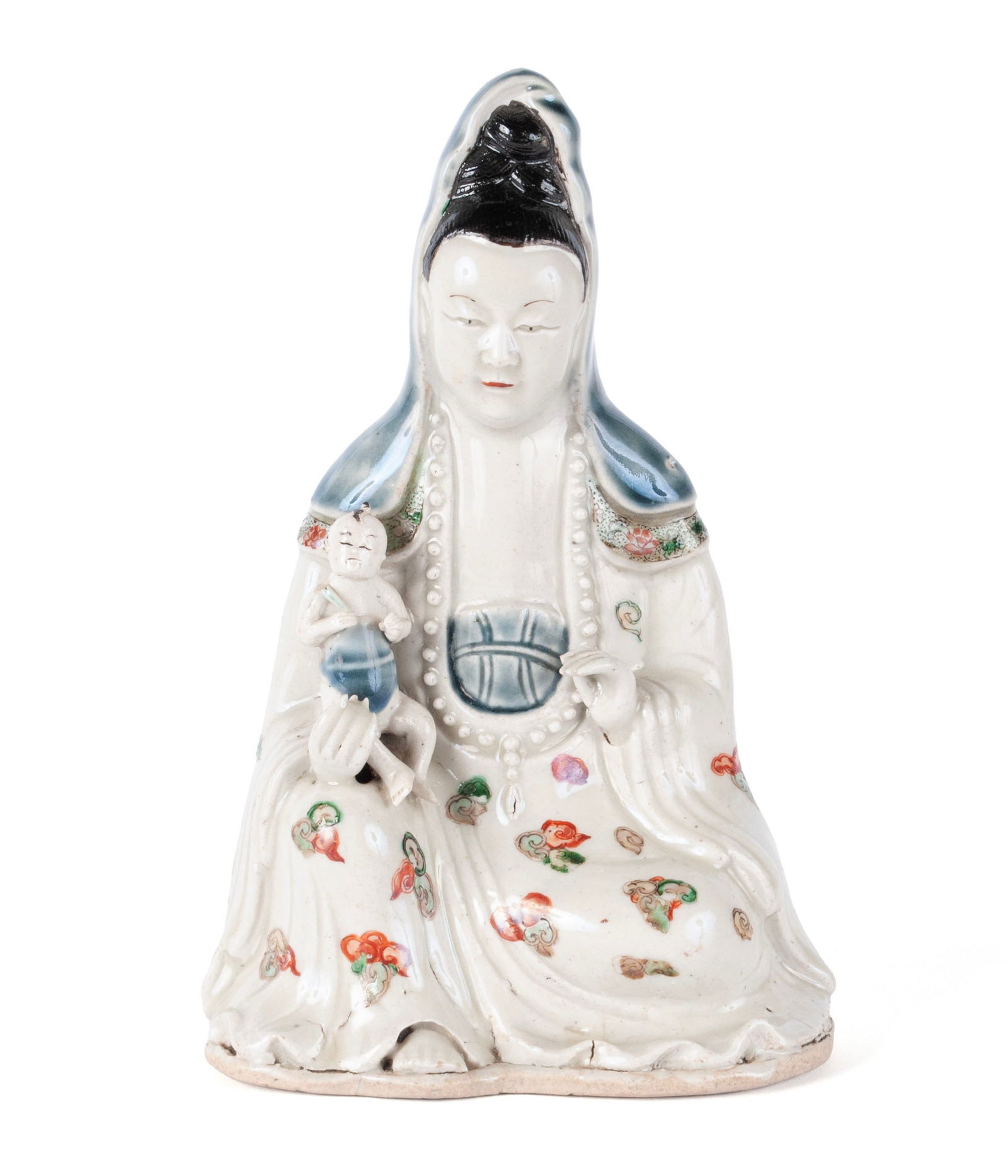 ENAMELLED DEHUA MODEL OF GUANYIN AND CHILD (1 of 12)