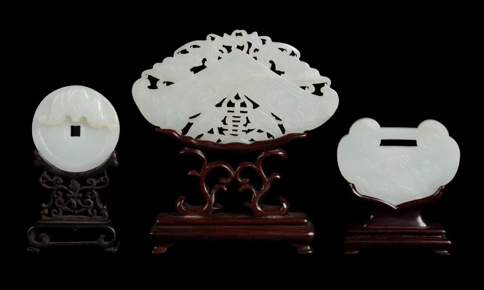 THREE JADE PLAQUES (1 of 12)