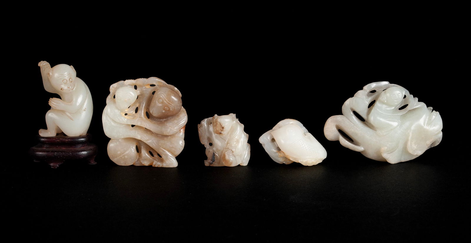 FIVE DIMINUTIVE JADE CARVINGS (1 of 15)