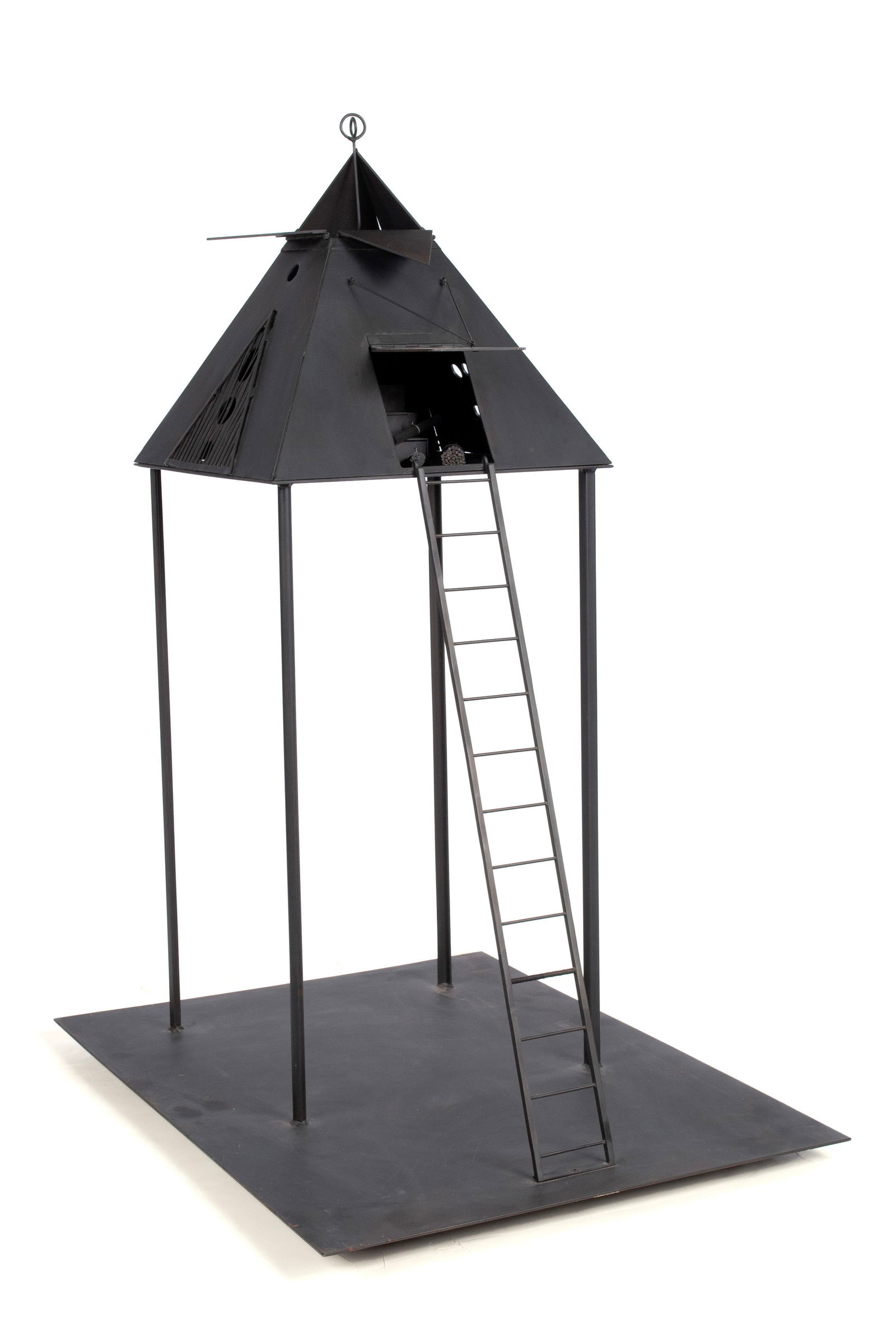 ERNEST TINO TROVA (AMERICAN, 1927-2009): Ernest Tino TrovaAmerican, 1927-2009Insinuation/Pyramid, 2005Hot-rolled steelPyramid form on top, ladder out the side.Exhibited: Bruno David Gallery, Ernest Trova; Recent Painting & Sculpture, Novembe