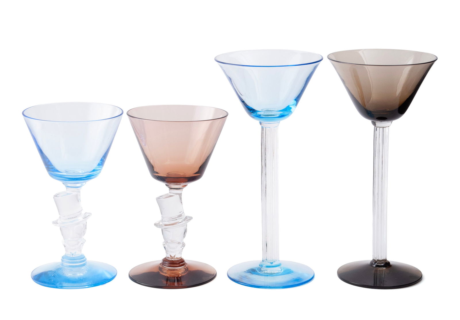 NINETEEN-PIECE MORGANTOWN MCM COLORED GLASS STEMWARE (1 of 10)